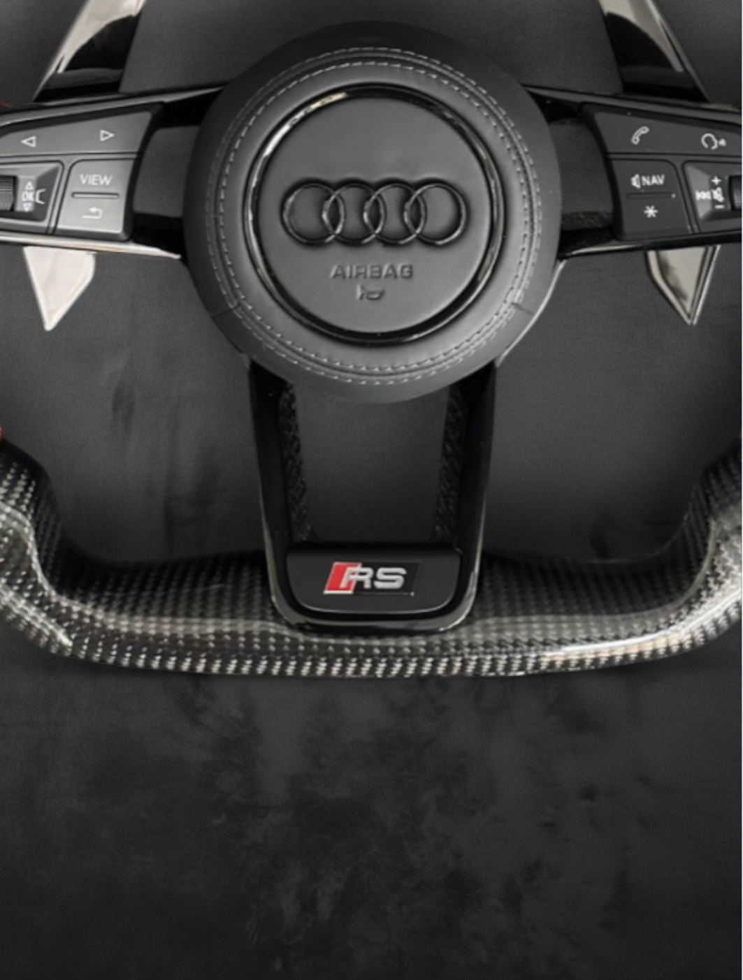 Custom Audi Carbon fiber & Perforated leather Steering Wheel – Red Stripe