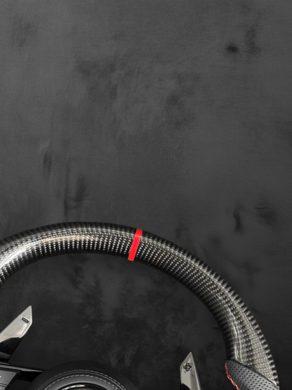 Custom Audi Carbon fiber & Perforated leather Steering Wheel – Red Stripe