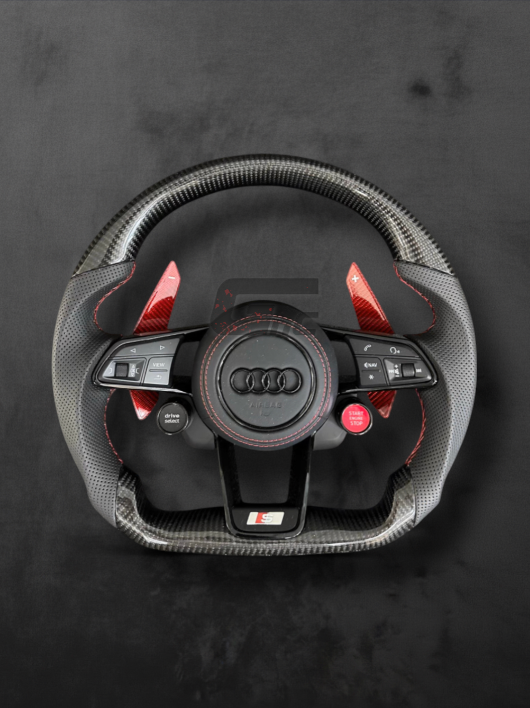 Custom Audi Carbon Steering Wheel – Red Paddle & R8 buttons edition