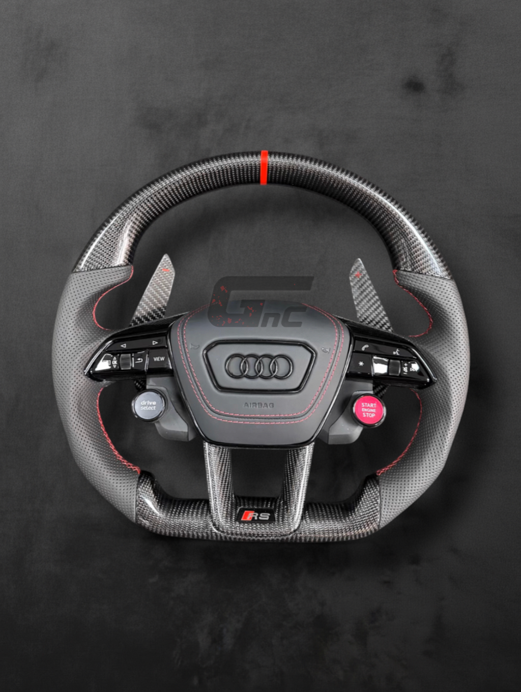 Custom Audi Carbon Perforated leather steering wheel – R8 Button Edition