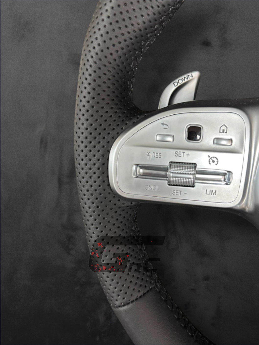 Custom AMG Steering Wheel with Perforated Grip — Silver Finish