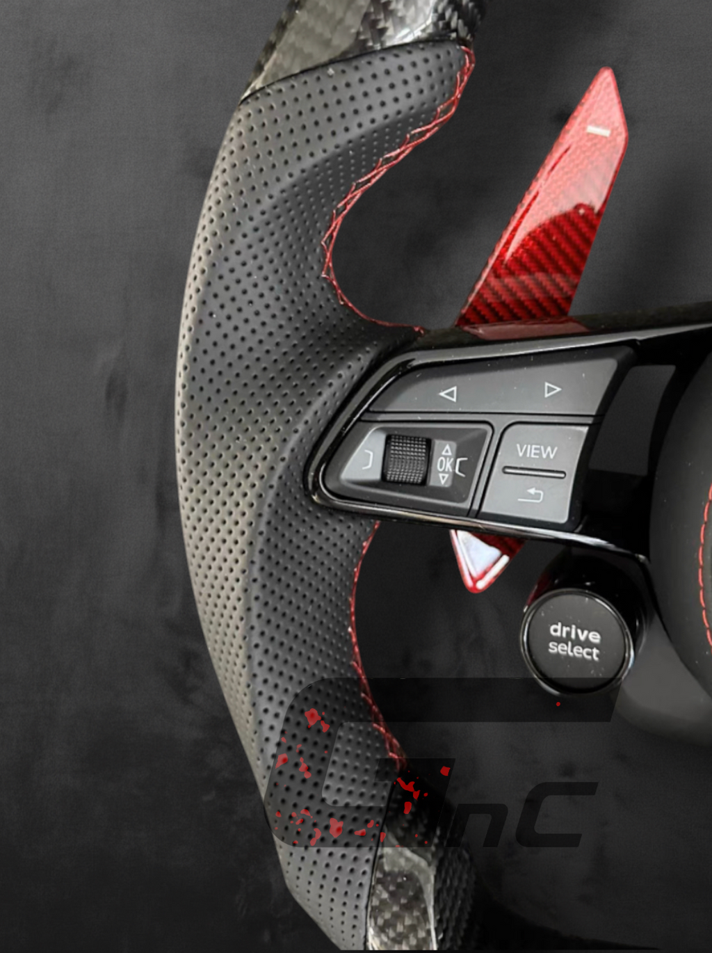 Custom Audi Carbon Steering Wheel – Red Paddle & R8 buttons edition