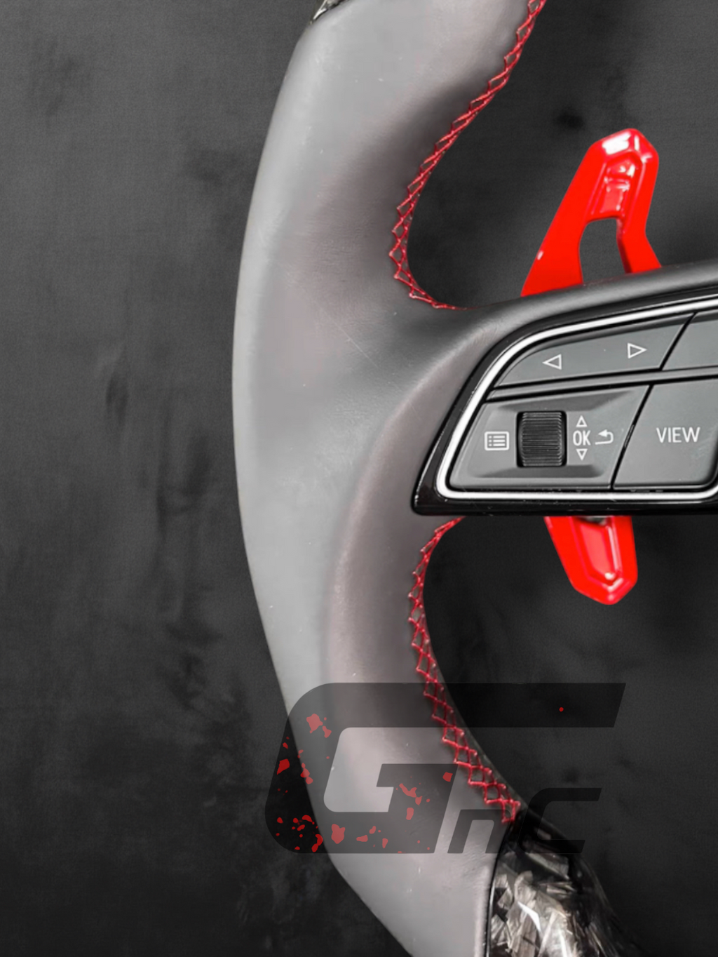 Custom Audi Forged Carbon & Nappa Steering Wheel – Dual Red stripes