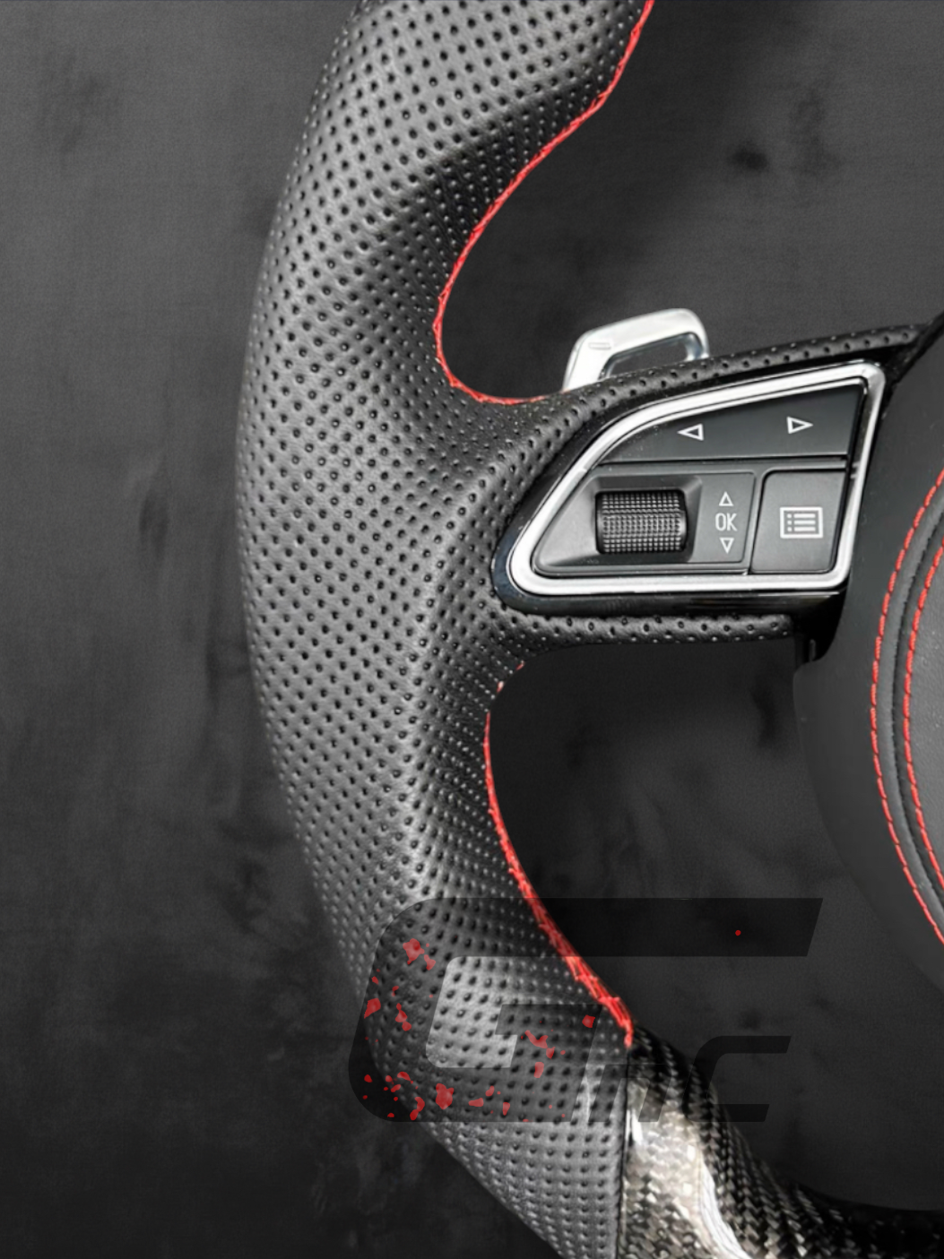 Custom Audi Carbon Steering Wheel – Red stripe