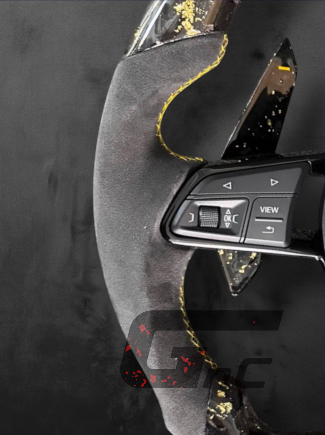 Custom Audi Forged Carbon Steering Wheel – Yellow Stripe – Alcantara Grip