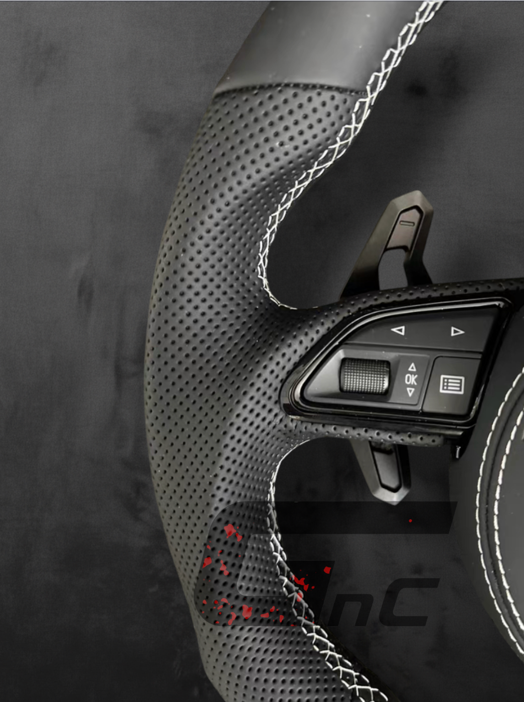 Custom Audi Leather Steering Wheel – White stripe