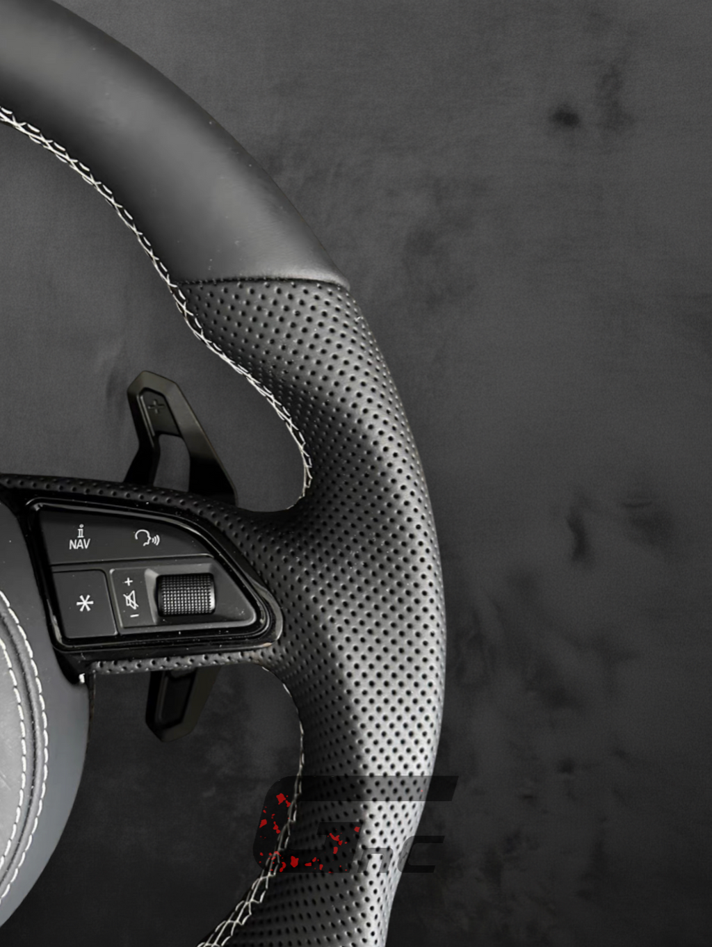 Custom Audi Leather Steering Wheel – White stripe