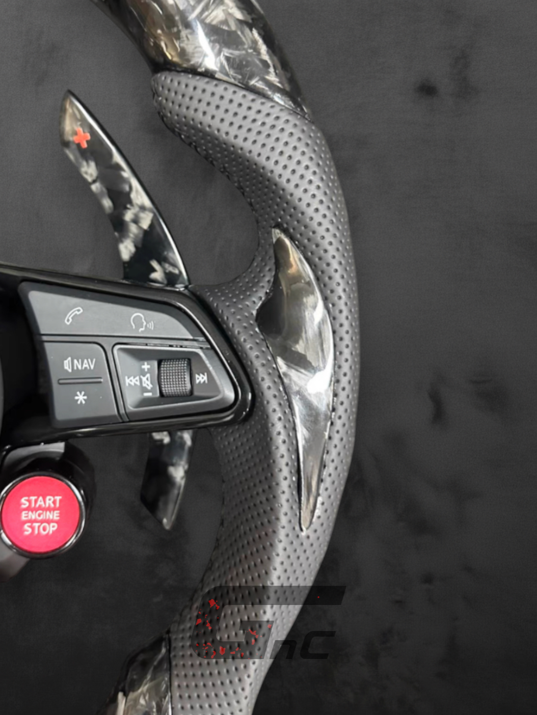 Custom Audi Forged Carbon LED Steering Wheel  – Thumb Grip – R8 buttons edition