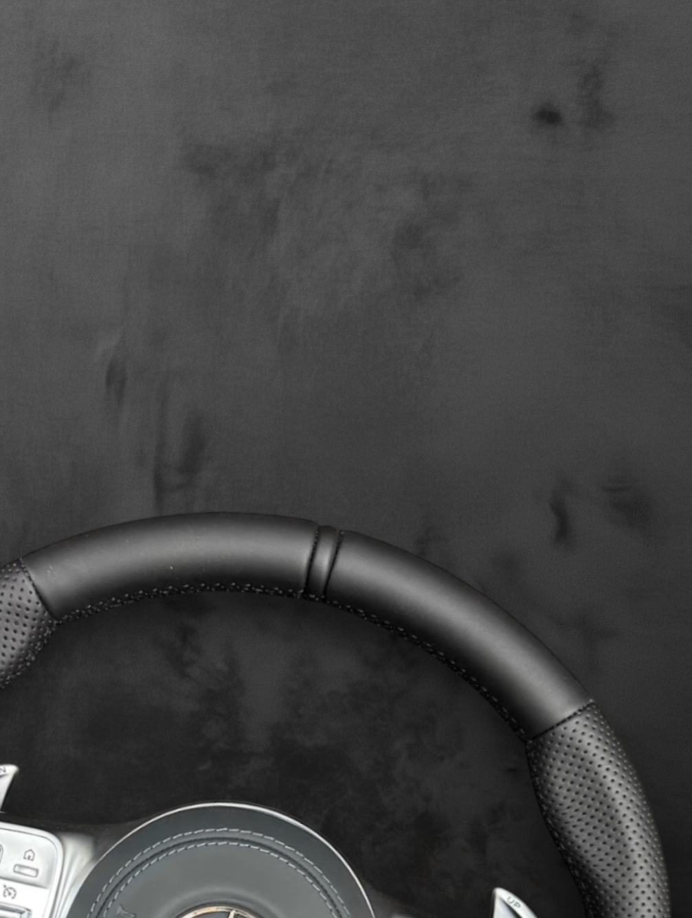 Custom AMG Steering Wheel with Perforated Grip — Silver Finish