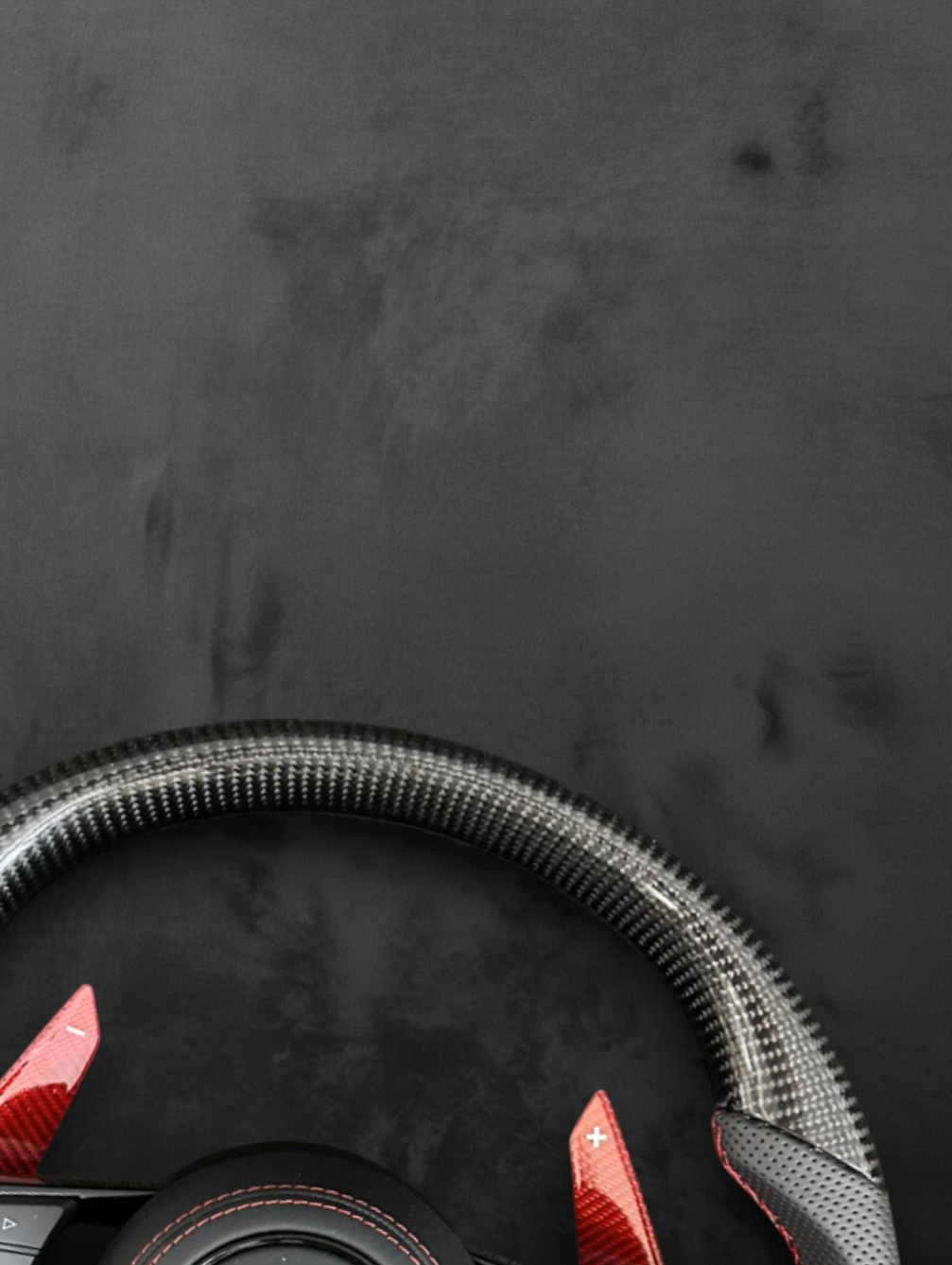 Custom Audi Carbon Steering Wheel – Red Paddle & R8 buttons edition
