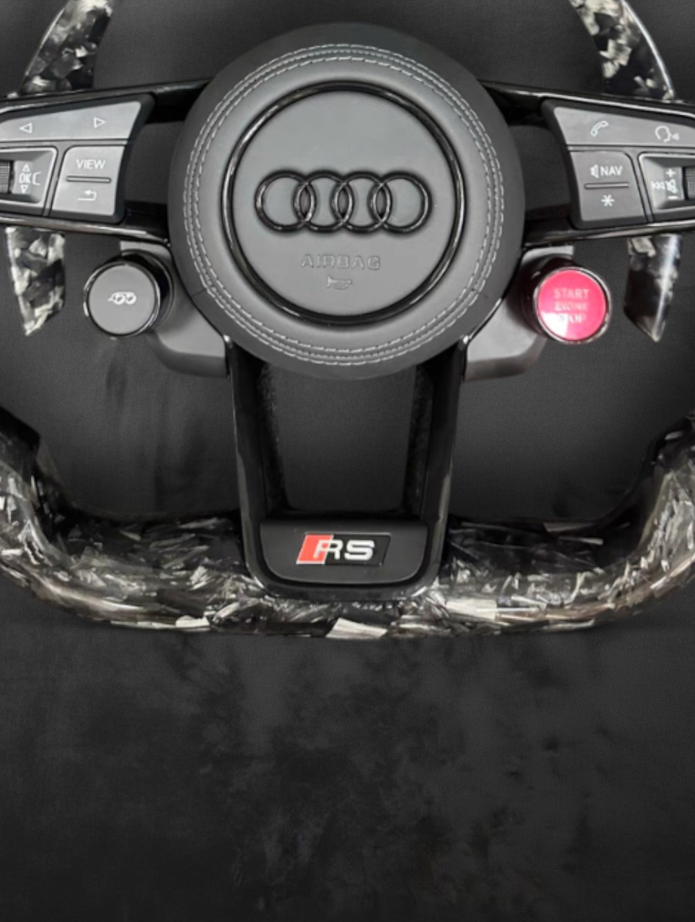 Custom Audi Forged Carbon LED Steering Wheel  – Thumb Grip – R8 buttons edition