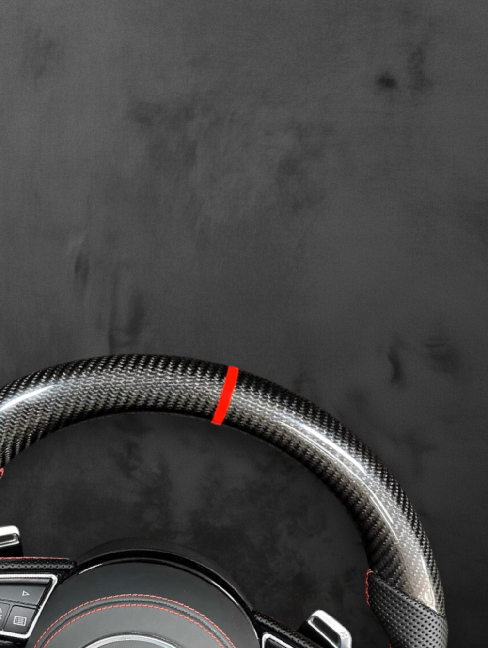 Custom Audi Carbon Steering Wheel – Red stripe