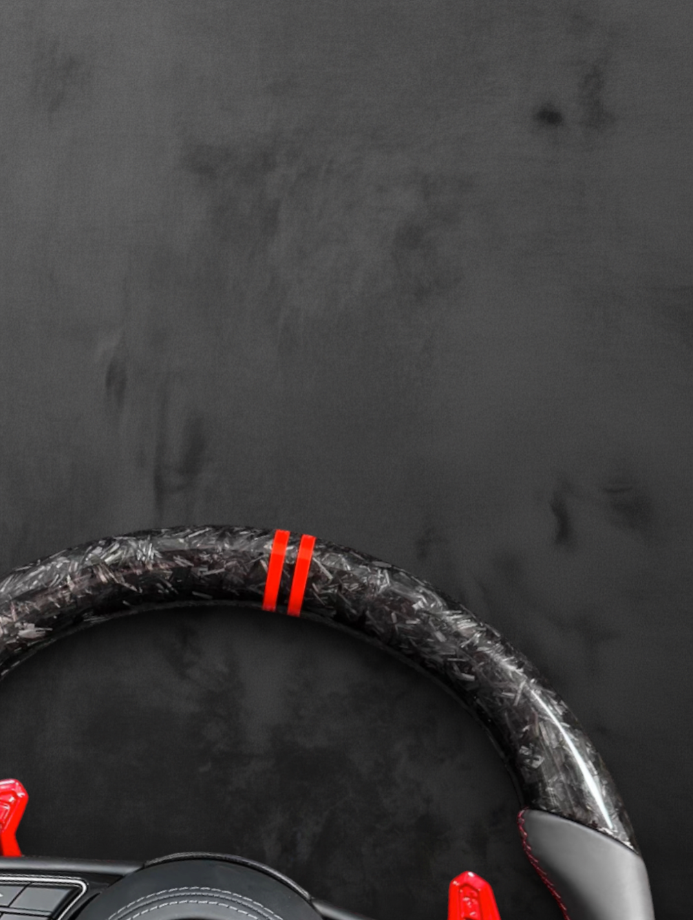 Custom Audi Forged Carbon & Nappa Steering Wheel – Dual Red stripes