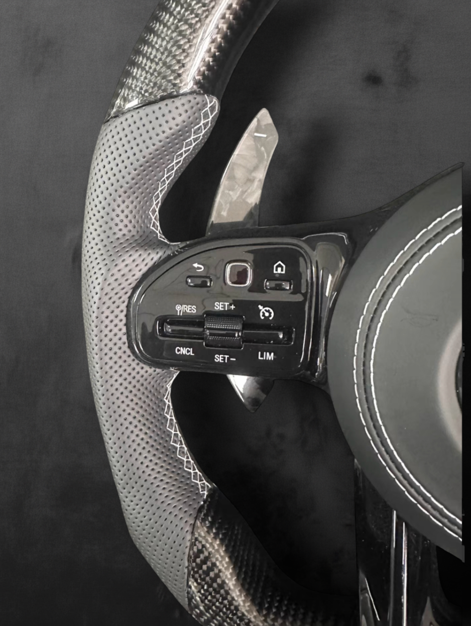 Custom AMG Carbon Performance Steering Wheel — White Stripe Edition